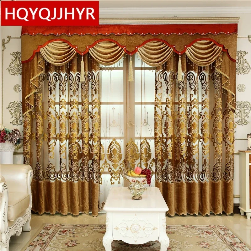 

European Top Royal Luxury Villa Curtains for Living Room with High Quality Classic Voile Curtain for Bedroom /Kitchen /Hotel