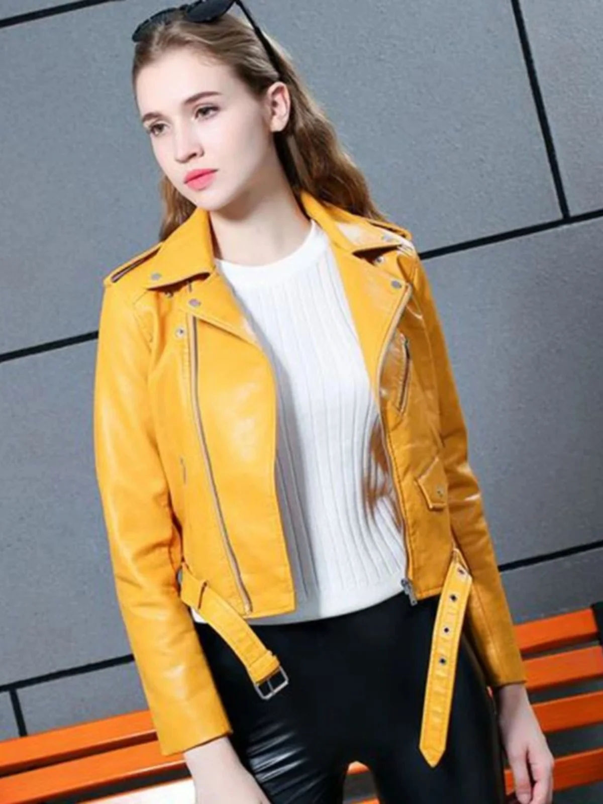 Jaqueta Slim Fit Feminina Estilo Motociclista Americana com Zíper – Casaco da Moda para Primavera/Verão