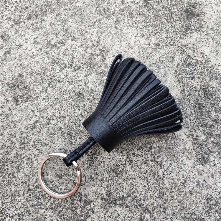 Genuine Natural Real Leather Tassel Keychain For Keys Car Key Chain Key Ring Women Bag Charm Pendant Girls