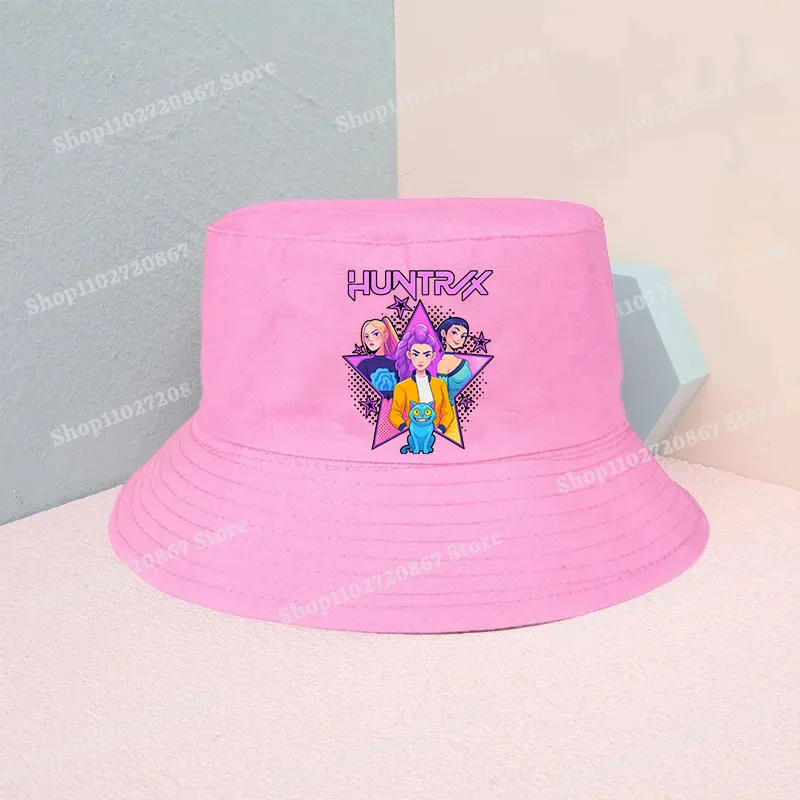 

KPop Demon Hunterss Kid Fisherman's Hat Boy Girl Kawaii Anime Pattern Bucket Hat Outdoor Seaside Tourism Fashion Cartoon Sunhat