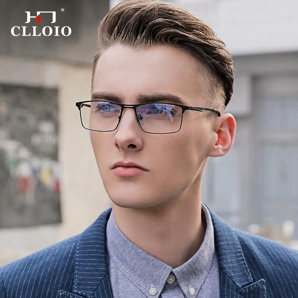 CLLOIO Classics Men Business Anti Blue Light Glasses Frame New Fashion Computer Eyeglasses Optical Prescription Eyewear Frame