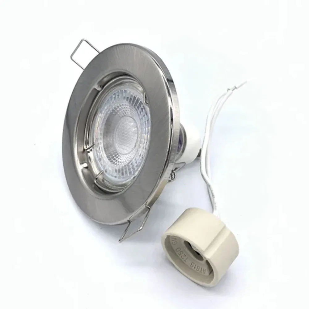 Ajustável LED Projectores Quadro, Satin Nickel, Cut-out Teto, Suporte da lâmpada, embutida LED Spotlight, 45mm, MR16, GU10