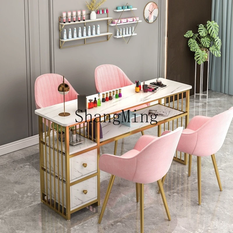 FG simple nail art table and chair set simple nail art shop table single and double table 2