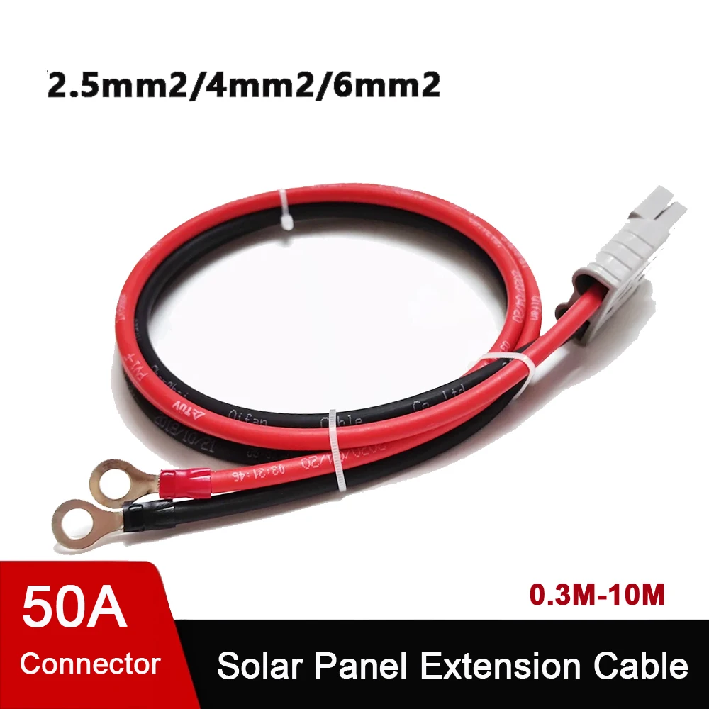 2.5/4/6 mm2 Kabel rozszerzenie panelu słonecznego 14/12/10AWG ze złączem 50A 30A/zacisk pierścieniowy do podłączenia akumulator samochodowy i panelu