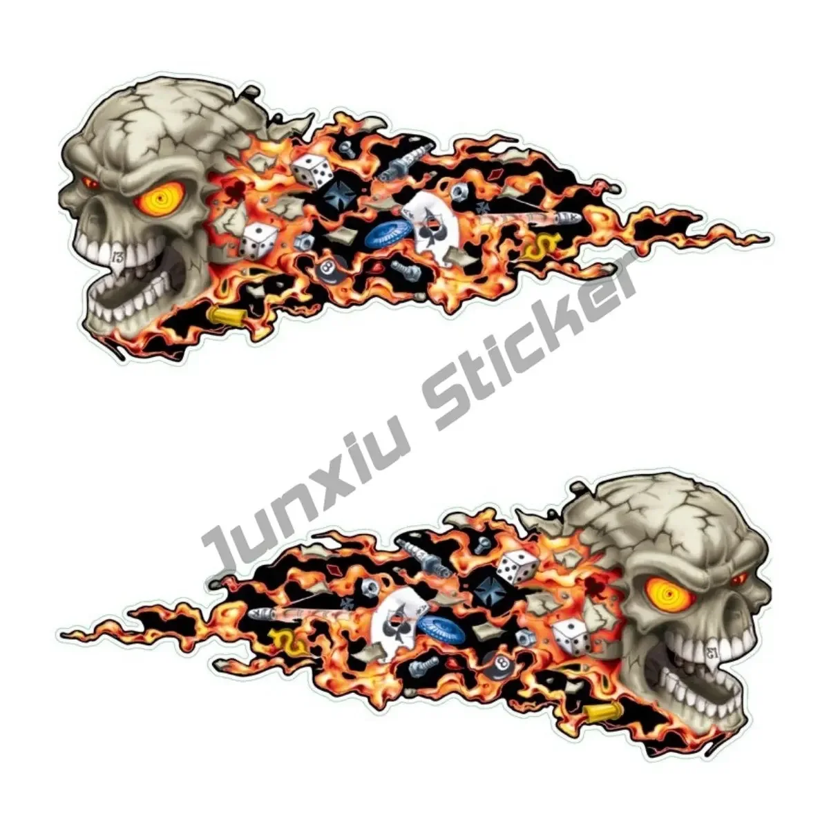 S4S Flame Vinyl Decal Set – 2-Piece Motorcycle Helmet Fire Stickers, Bike Kit, Multi-Color Options