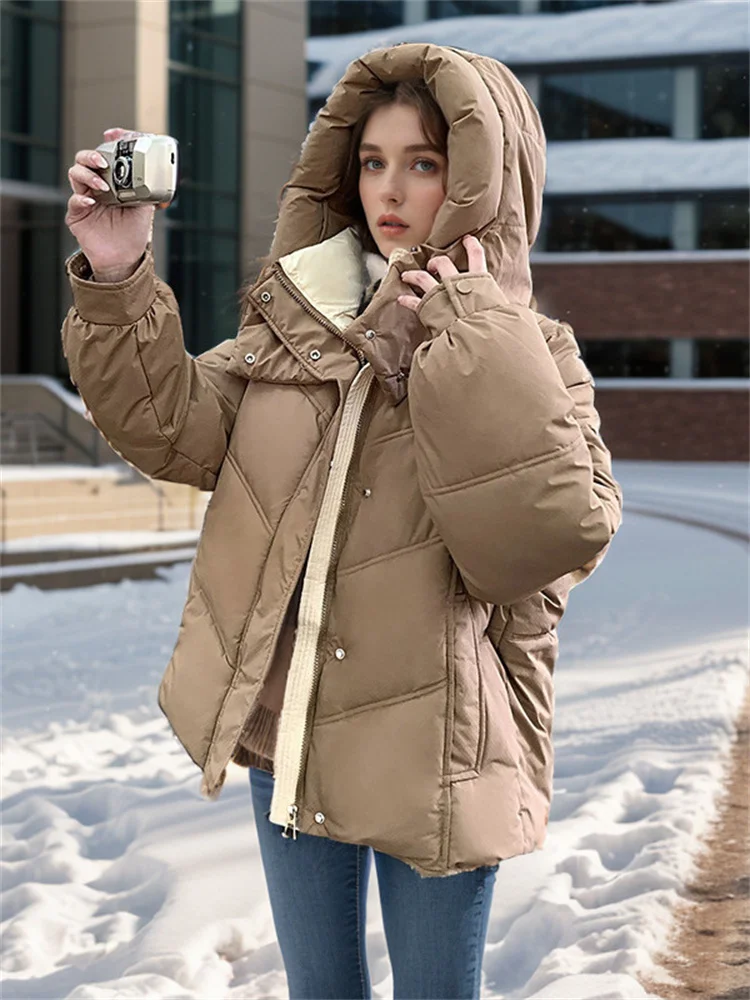 Women\'s Padded Jackets 2024 Winter New Hooded Down Bread Jacket Solid Colors Are Fashionable And Casual Thicken Warm Jacket