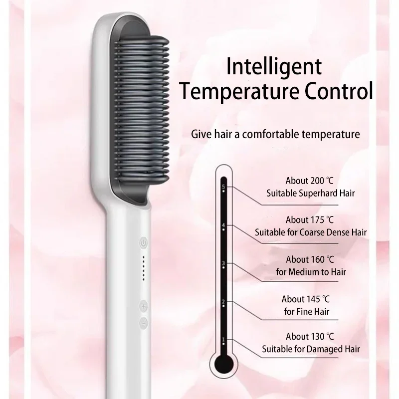 Electric Hair Straightener 5 Gear Negative Ions Hot Comb Do Not Hurt Hair Temperature Thermostatic Heating Hair Brush Hairstyle