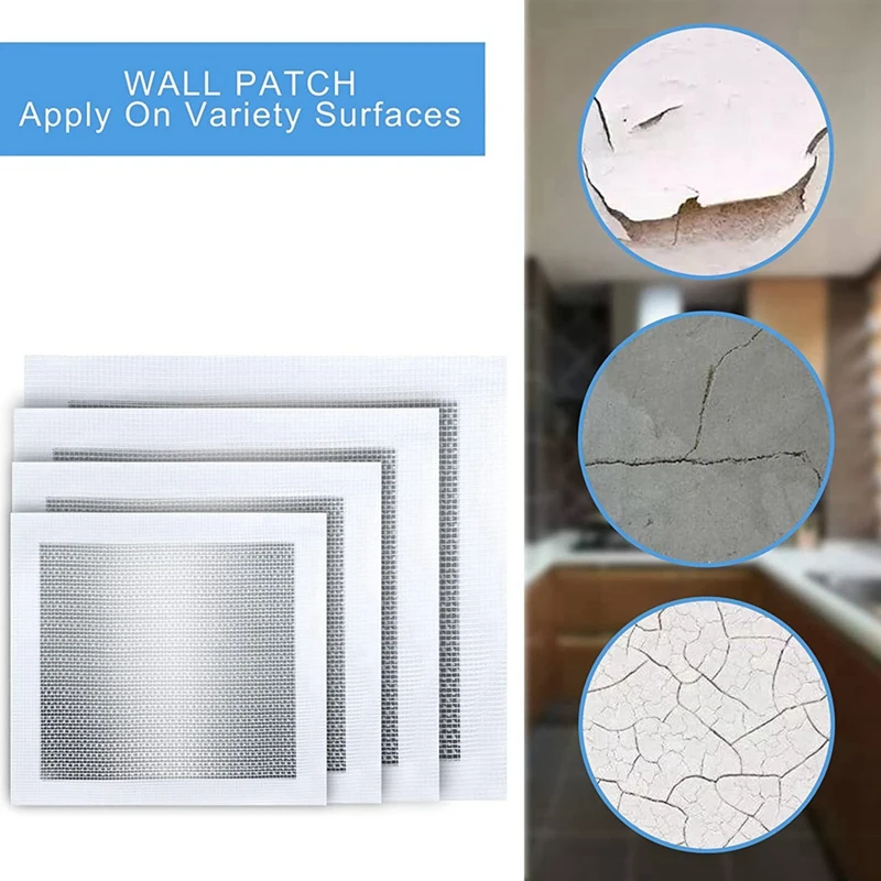 Drywall Repair Kit 32 Piece Drywall Patches Aluminum Drywall Patch Repair Kit Mesh Drywall Patch Kit (2/4/6/8 Inch)