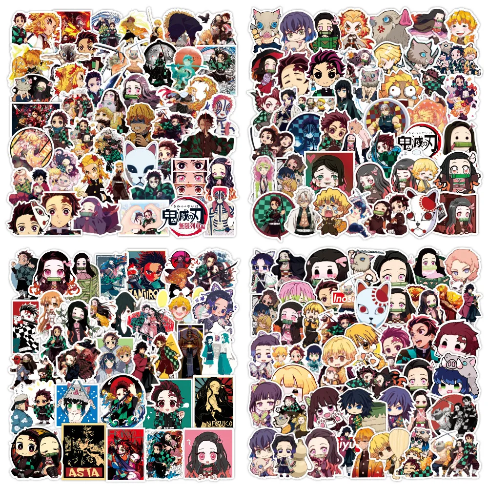 50pcs Creative New Demon Slayer Animation Cartoon Graffiti Sticker Mobile Laptop Phone Car Diy  Waterproof Decoration Sticker