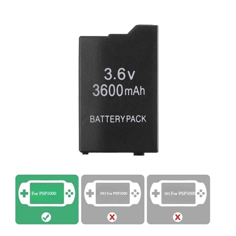 1PCS 3.6V 3600mAh Gamepad Li-Ion Batteria Ricaricabile per PSP1000 Console Batterie di Ricambio per PSP1000