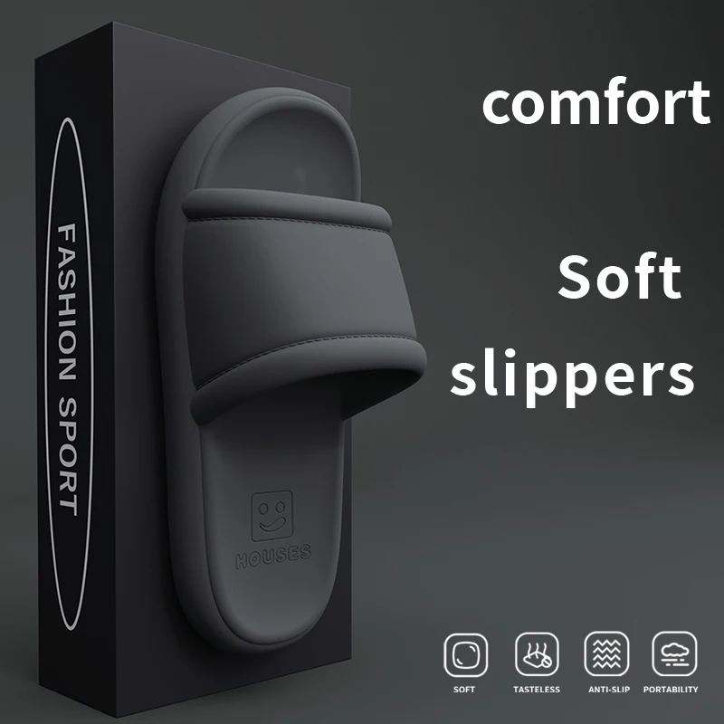 Simple Men's Household Slippers Summer EVA Soft Bottom Deodorant Comfortable Indoor and Outdoor Non-Slip Lightweight Sandals