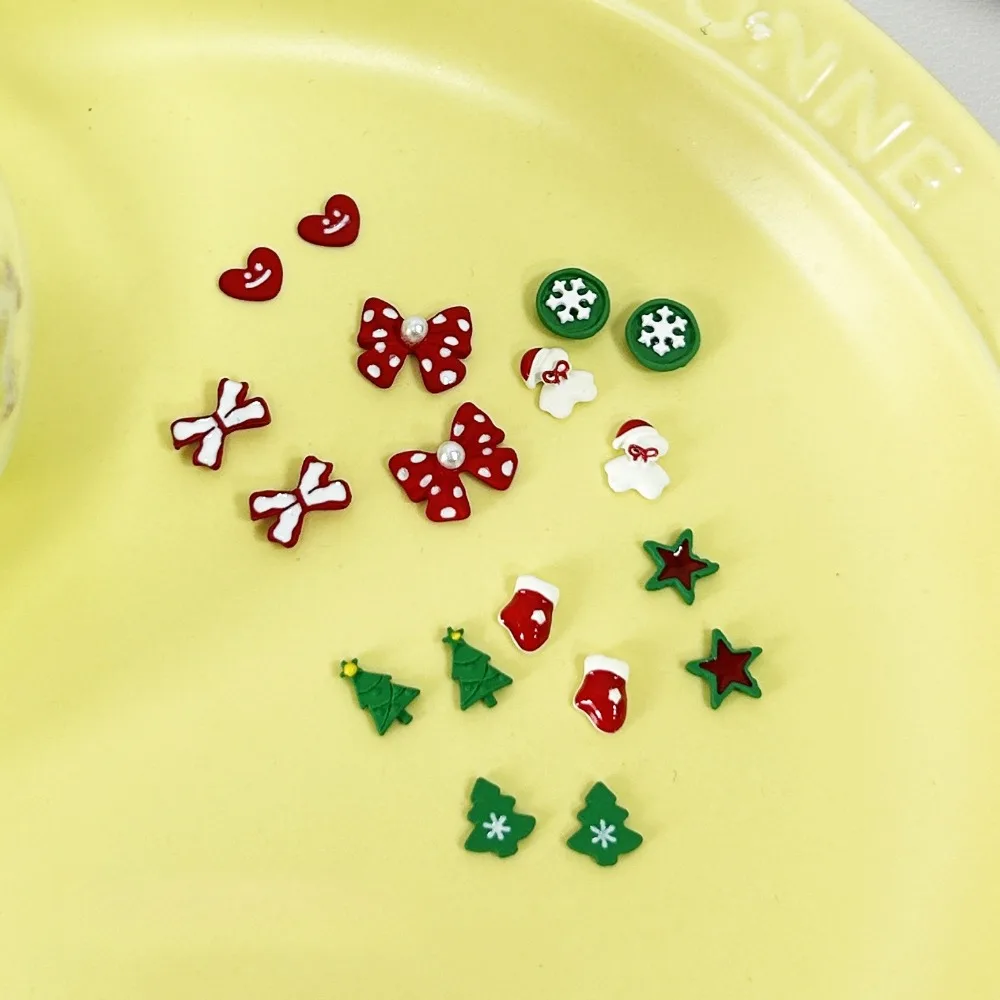 5-piece set, Christmas style nail decoration patch, cartoon spray painted handmade 3D wearable armor material
