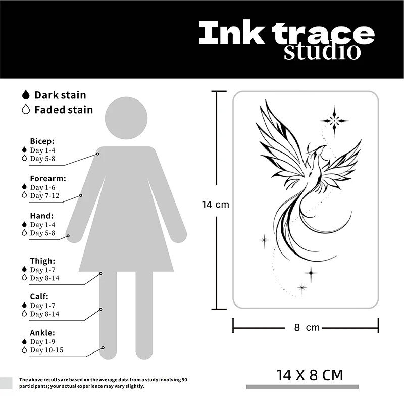 1/2PCS Phoenix Temporary Tattoo,Lasts To 7-15 Days New Technology Magic Waterproof Semi Permanent Sticker.