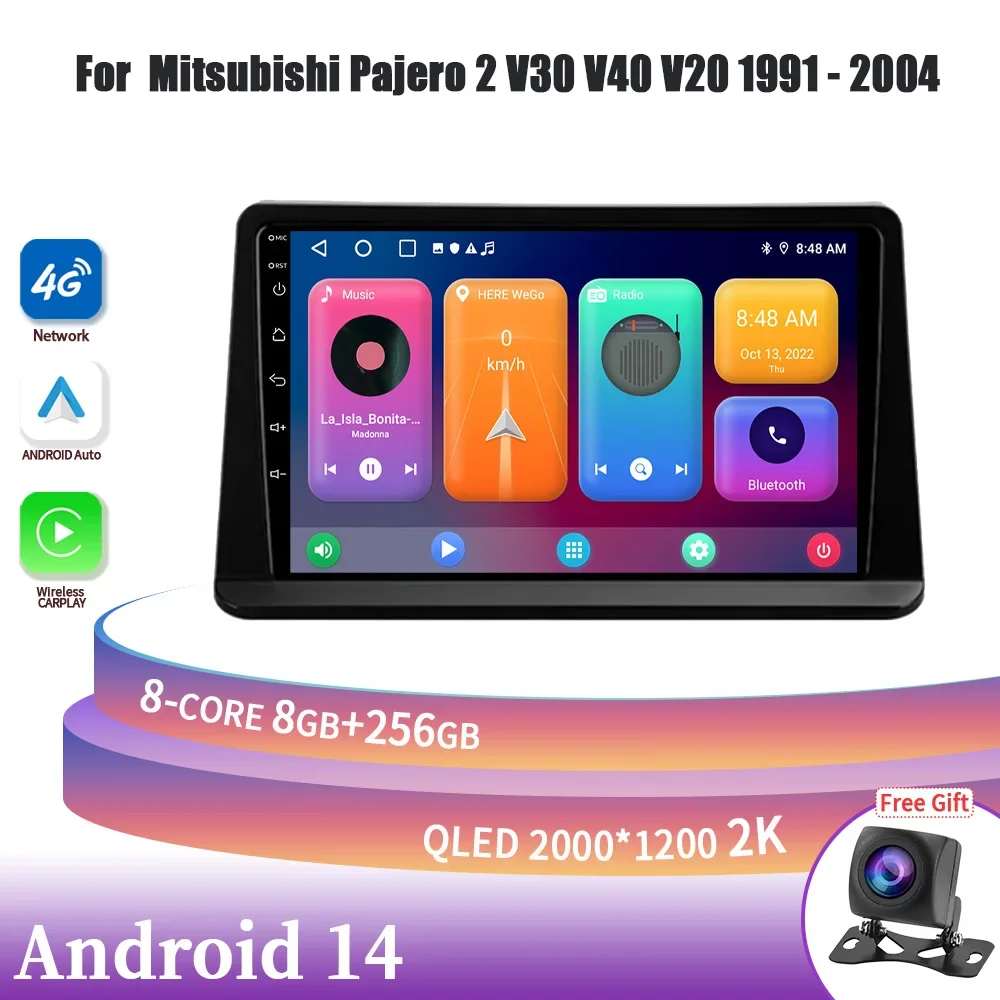 

Car Radio Multimedia Navigation 4G GPS Android 14 For Mitsubishi Pajero 2 V30 V40 V20 1991-2004 Wireless Carplay Stereo Screen