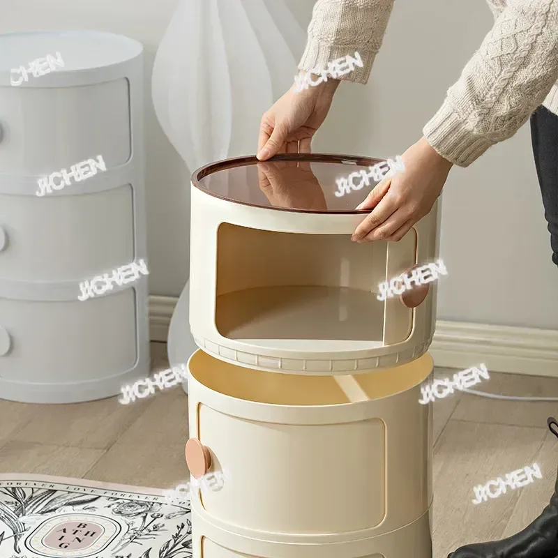 

XZQA Nordic Bedside Table Round Home Simple Creative Bedroom Storage CabinetPlastic Cartoon Ins Small Cabinets