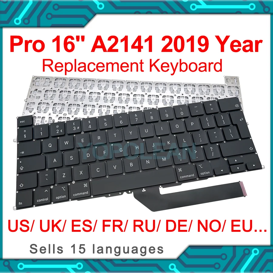 New A2141 Keyboard US UK Russian Spain French Norway Layout For