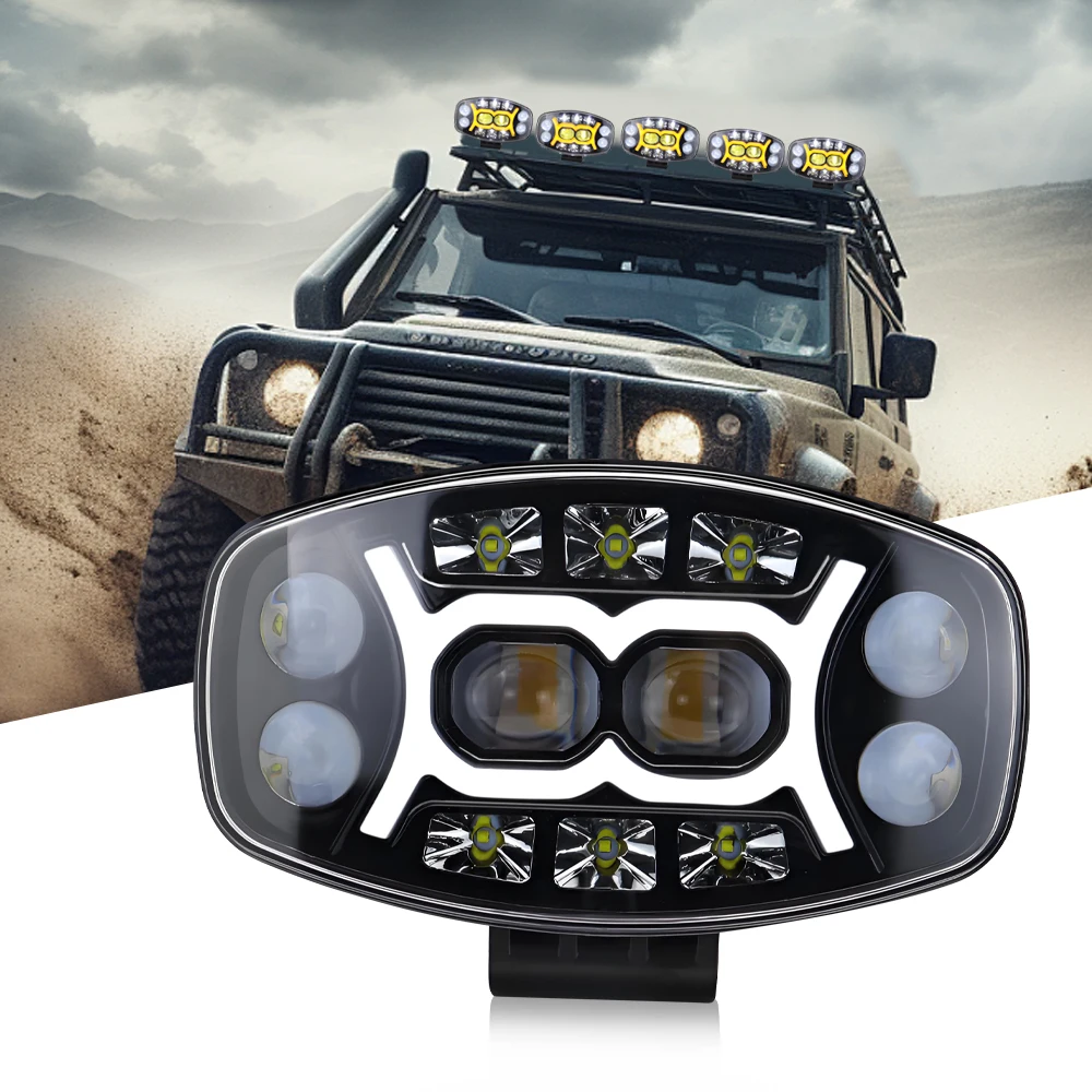 9 Inch 12V 24V Led Driving Lights Spotlight For Benz Truck Off Road HeadlightAuxiliary Square CarFlash White Yellow 100W 22000LM