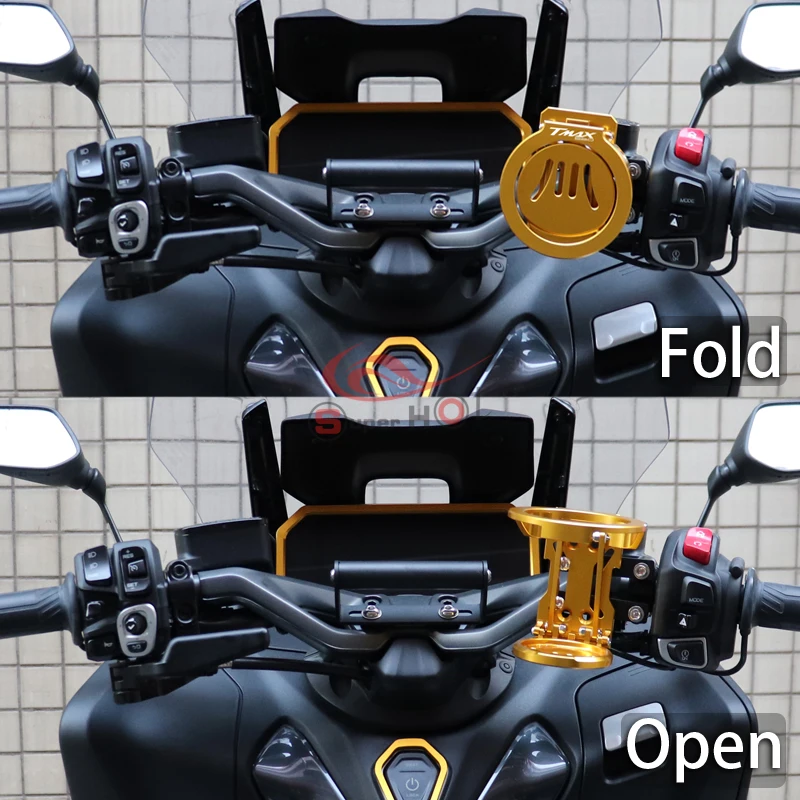 Motorcycle Accessories Folding Beverage Pad Drink Cup Bottle Stand Holder for YAMAHA TMAX560 TECH MAX 2022-2026 T-MAX TMAX 560