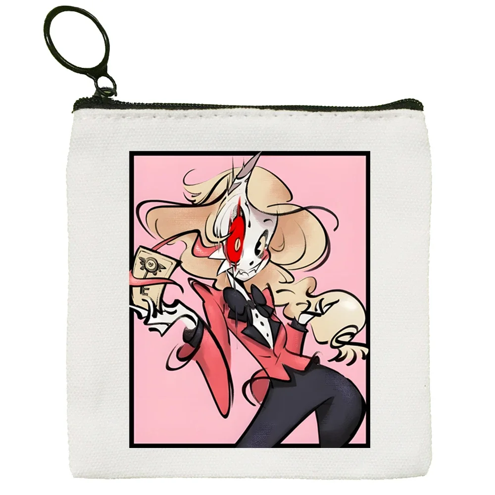 Hazbin Hotels Alastor Square Bag Coin Purse Storage Small Card Bag Key Coin Clutch Zipper Key Bag