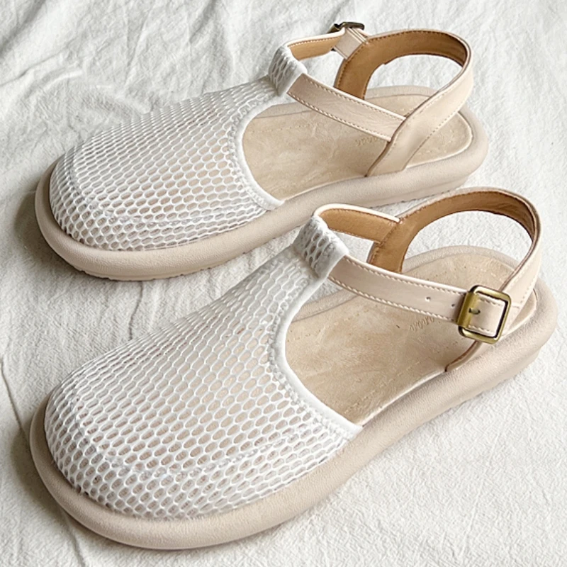 High Quality Retro Nostalgic Punching Breathable Fashion Flats Women Sandals Summer Shoes Girls Slippers Mules Outdoor Soft