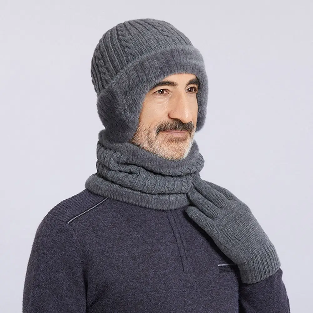 قطيفة محبوك قبعة صغيرة طقم وشاح ، الأذن رفرف كاب ، بالإضافة إلى الصوف ، حماية الباردة ، الجمجمة ، دافئ ، الشتاء