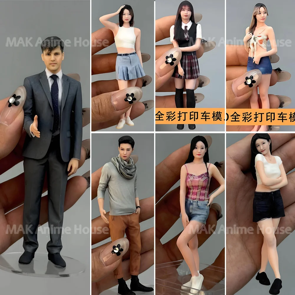 

Диорама, изысканный костюм с 3D принтом на лице, 1/18, повседневный мужской костюм JK, пара, студентка, фигурка девушки, гиперреализм, модель сцены, куклы