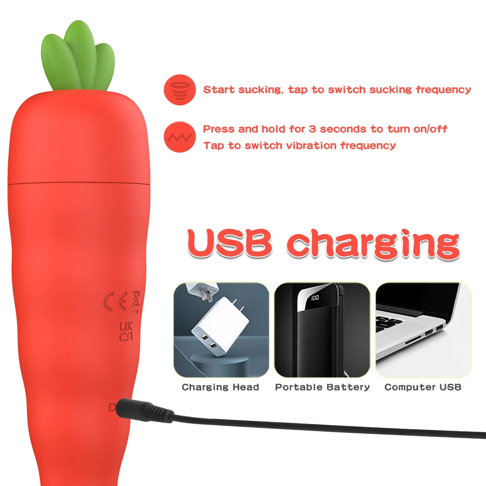 Silicone suction vibrator with tapered shape, smooth exterior, and ergonomic handheld styling