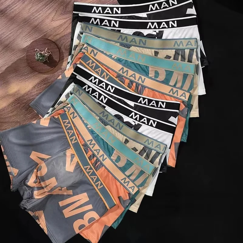 

12Pcs Men's Underwear Boys' Boxing Fashion Letter Printed Boxers Comfortable And Breathable Men's Underpanties Plus Size Short