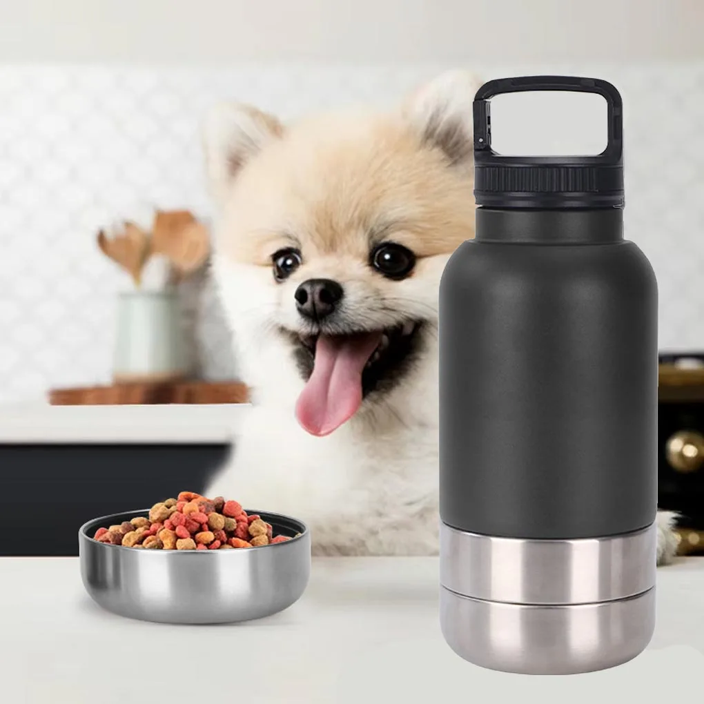 

Travel Dog Water Bowl For Walking Hiking And Camping Trips 2 detachable portable bowls leak proofs Stainless Steel wide mouthed
