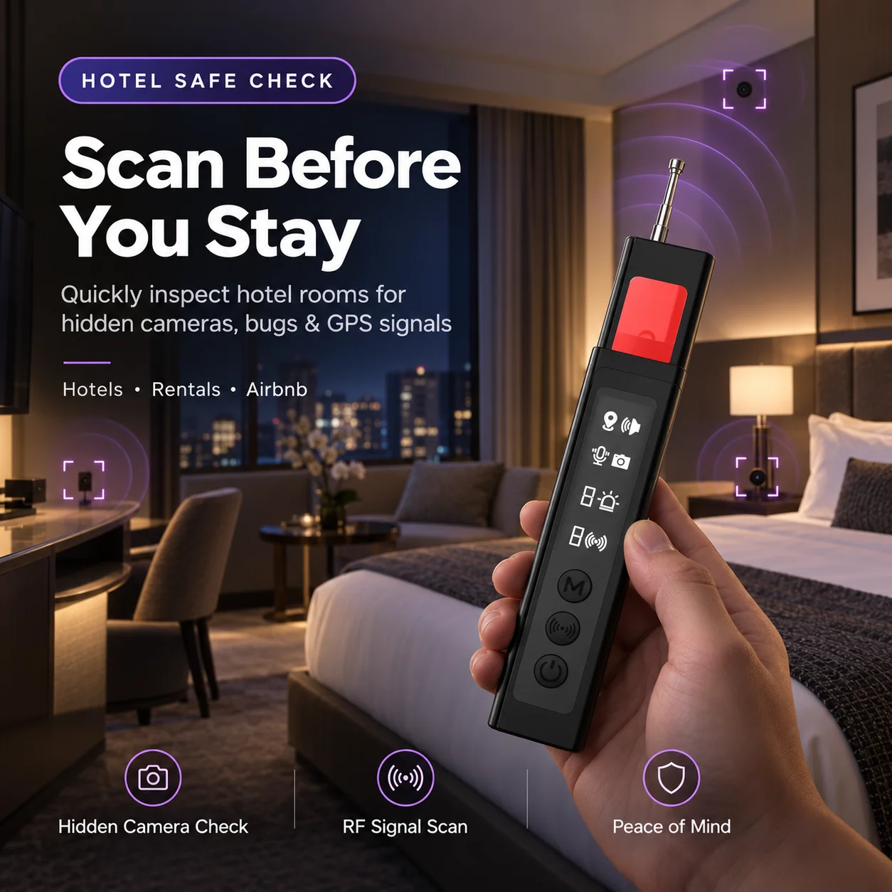 Hidden Camera Detector GPS Tracker Finder RF Signal Eavesdropping Device Scanner for Hotel Travel Privacy Protection