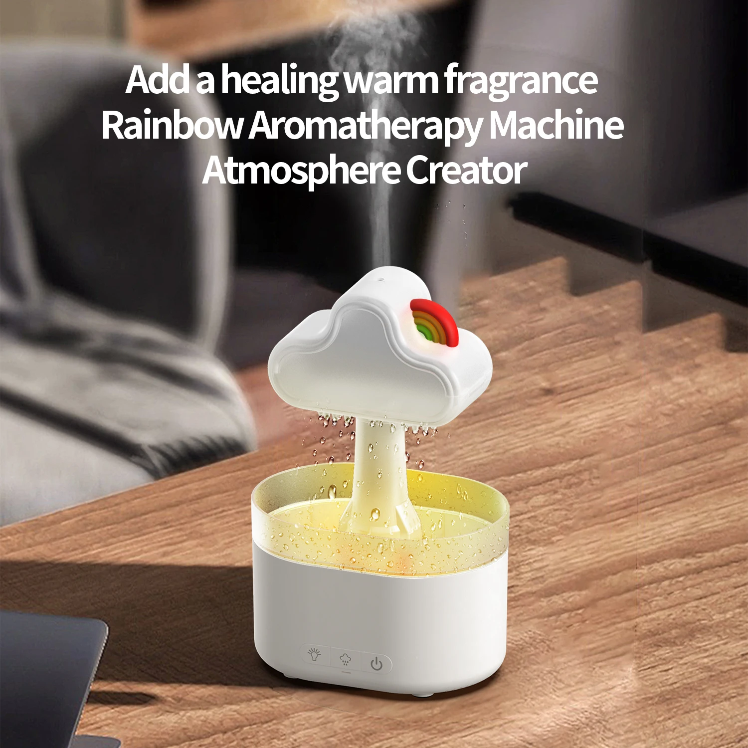 Xiaomi Youpin-Humidificateur d'air en forme de nuage arc-en-ciel, diffuseur d'arôme, veilleuses LED colorées, aromathérapie, USB, 500ml