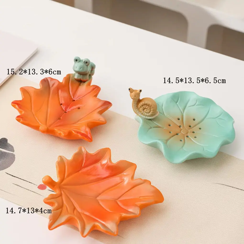 Cute Snail Leaf Ceramic Soap Dish, Ins Aesthetic Bathroom Soap Holder for Countertop Storage Home Decor