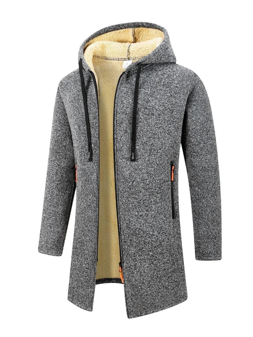 Winter männer Verdickte Hoodies Jacke Im Freien Warm Zipper Langarm Sweatshirts Strickjacke Streetwear Einfarbig Tops Mantel – Detail 8
