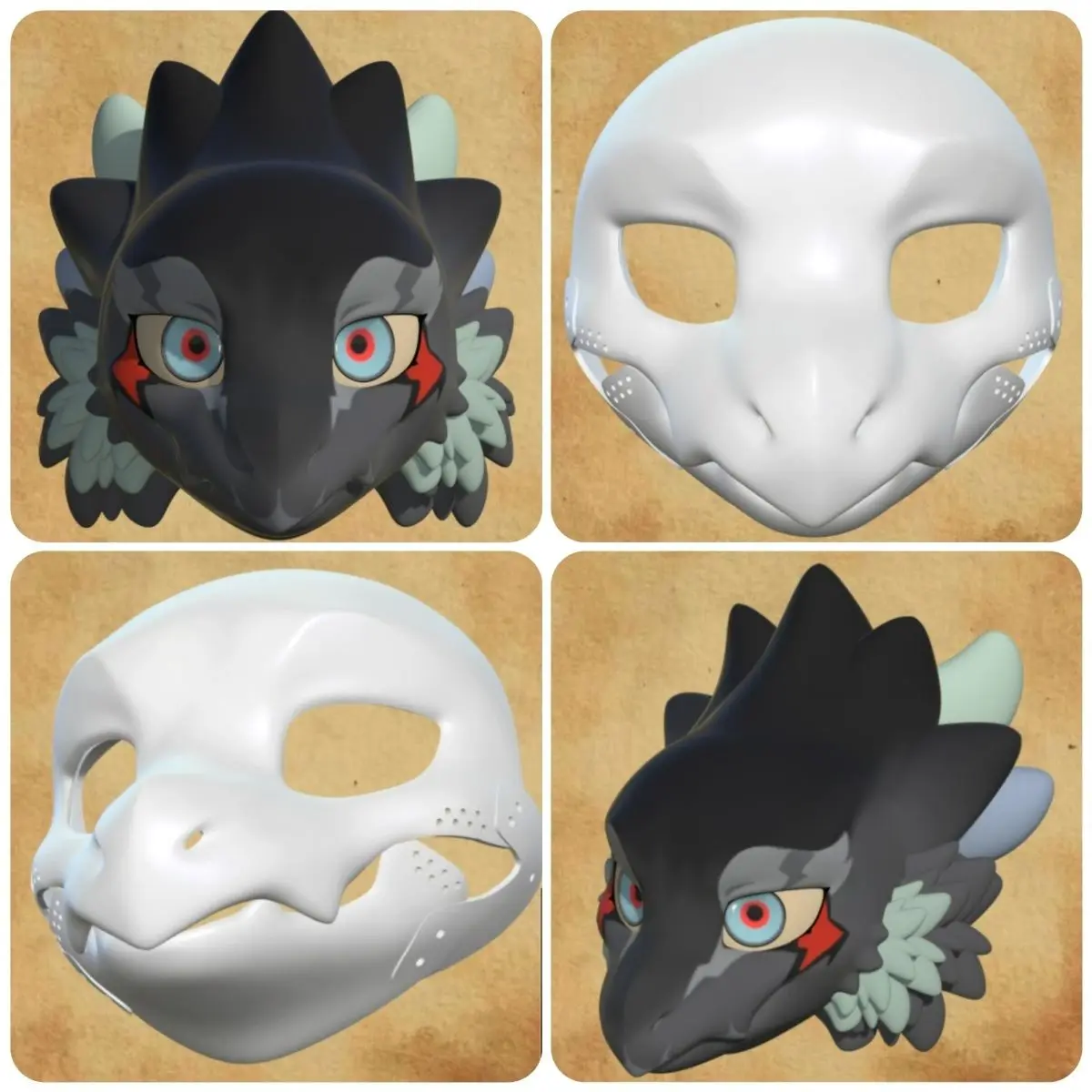 

Base Mask 3D Printed Bird Dragon Movable Long Snout Kemono and American Style Skull Cute Canine Anime Accessories Cosplay Props