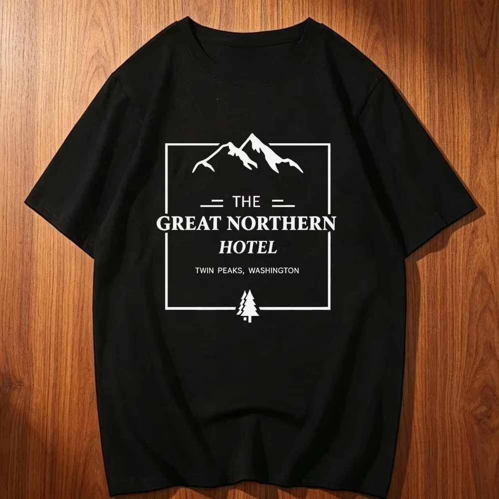 2026 Men Mountain Forest Wave Line Graphic T Shirt Outdoor Nature Crewneck Tee