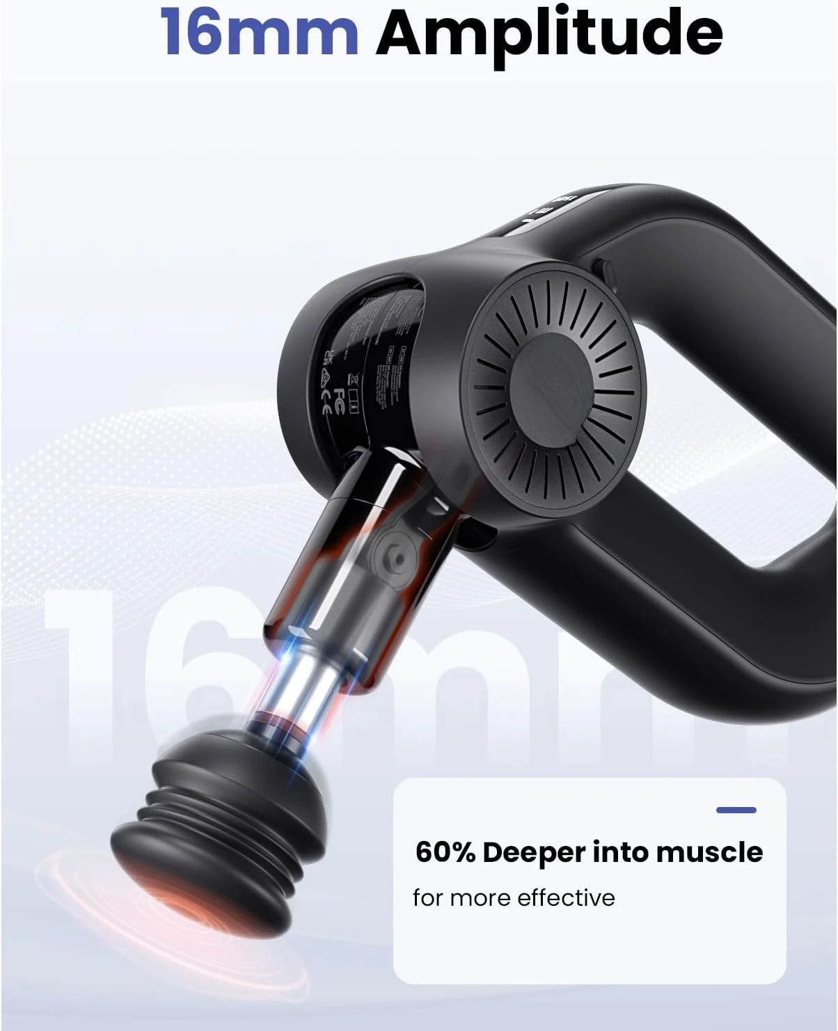 D6 Pro Massage Gun Deep Tissue Percussion with 16mm Amplitude, Professional Muscle Massager Gun for Athletes Pain R