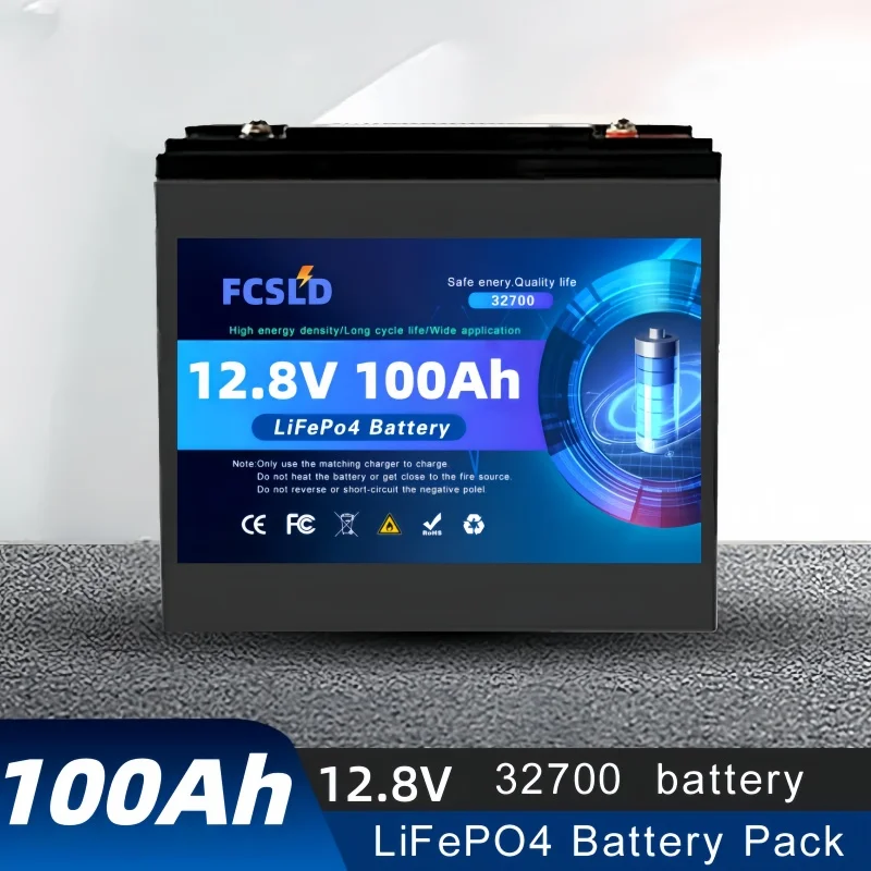 

LiFePO4 100Ah 12.8V Lithium Battery Capacity Built-in 200A BMS 6000 Deep Cycles Perfect for Camping Solar Home Backup