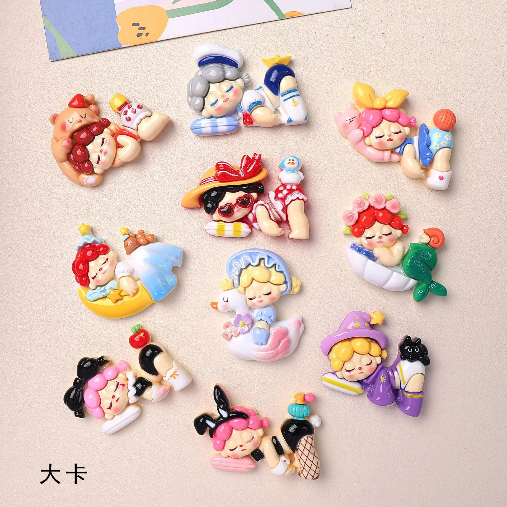 2pcs miniso cute girl cartoon resin flatback cabochons for diy jewelry making handmade crafts materials