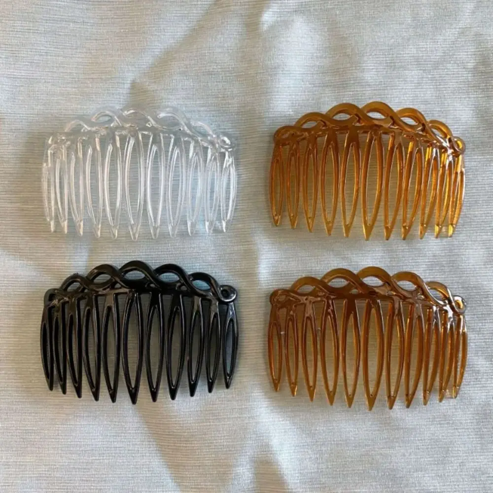 Portable 11 Teeth Simple Hair Clip Combs Straight Teeth Versatile Inserted Combs French Plastic Vintage Weaving Hairpins Girls