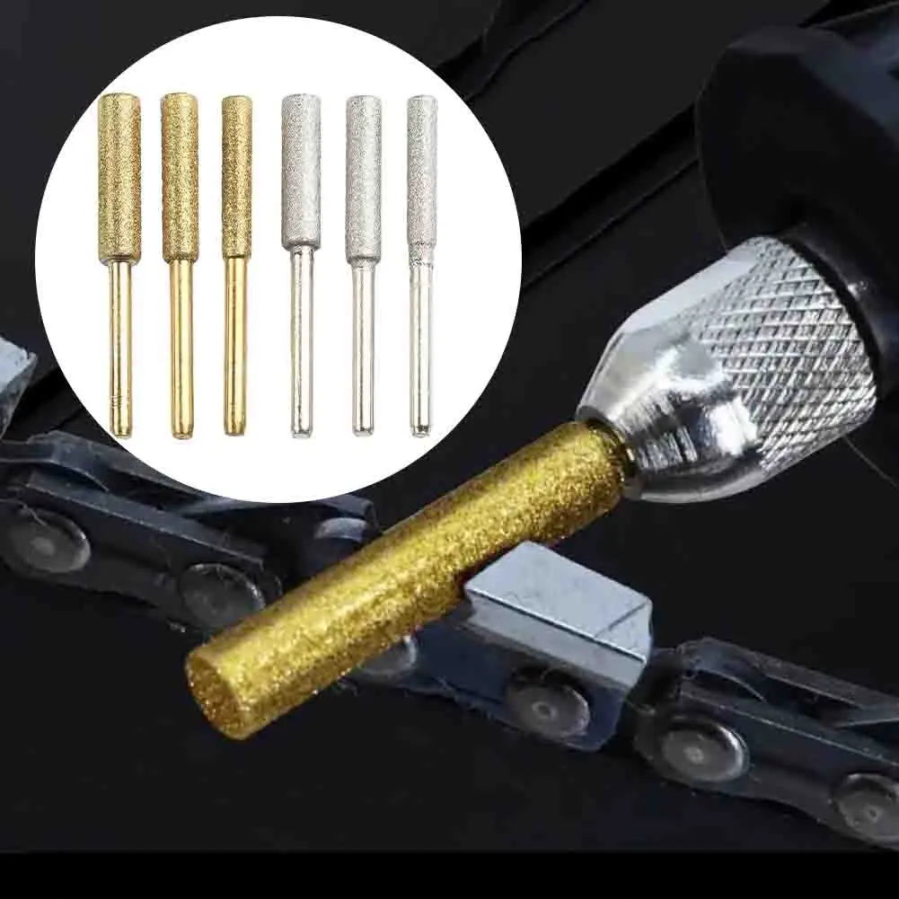 4 pezzi affilacoltelli per motosega con rivestimento diamantato cilindrico Burr affilacoltelli per motosega smerigliatrice per sega a catena testa di molatura accessorio per utensili rotanti