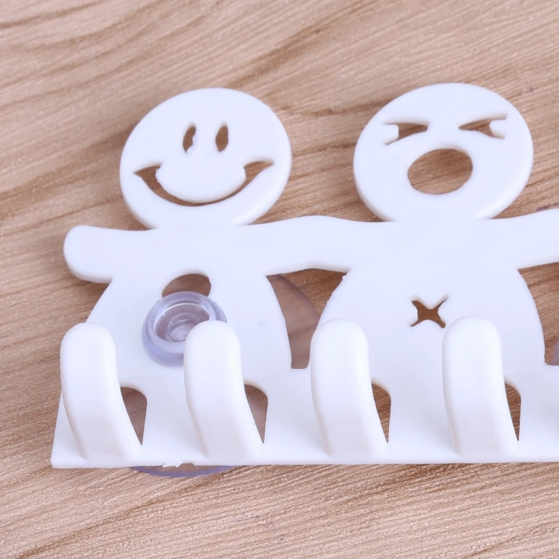 Smiling Face Cartoon Wall Sucker Toothbrush Rack Holder Plastic Home Bathroom Organizer Tool