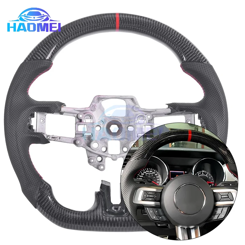 

Suitable for Ford Mustang GT GT500 GT350R S550 2015-2022 Carbon Fiber Leather Steering Wheel Car Retail