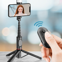 Q12S Portable Wireless bluetooth Phone Telescopic Selfie Stick Tripod with Filling Light Multifunctional Mobile Phone Gimbal