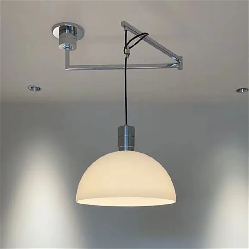 Vintage chrome pendant light Shift Telescopic Long Pole single pendant lights Kitchen Cafe Dining Table Adjustable Chandelier