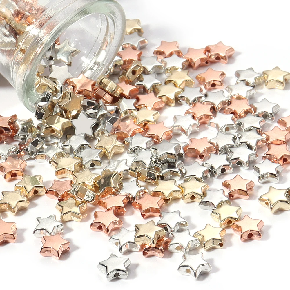 50-100pcs 6/10/12mm Star CCB Beads Gold Silver Color Loose Beads For Jewelry Making DIY Necklace Bracelet Earrings Accessories image 4
