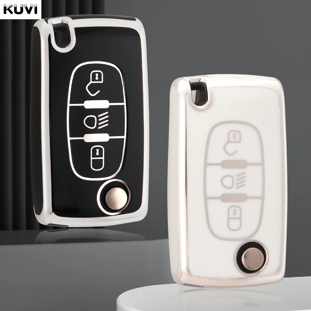 Mode TPU Auto Flip Schlüssel Fall Abdeckung Tasche Für Peugeot 107 207 307 308 407 607 3008 5008 Citroen Xsara Picasso C5 C6 C8 Zubehör