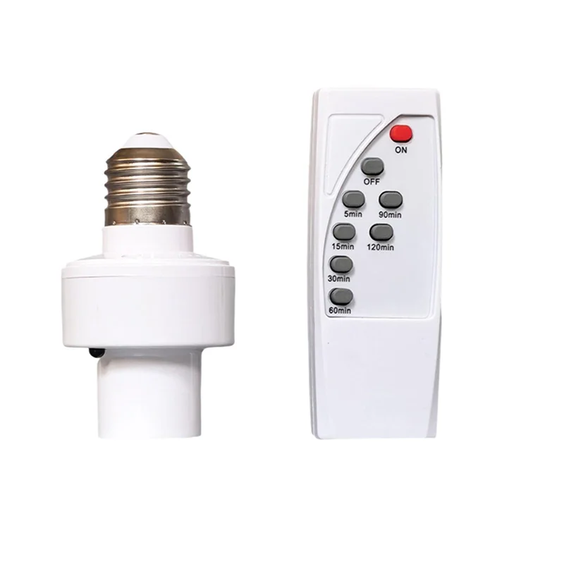 

B84B-Remote Control Light Bulb Socket Timing Function Wireless Lamp Base Holder For Closet Bedroom Attic