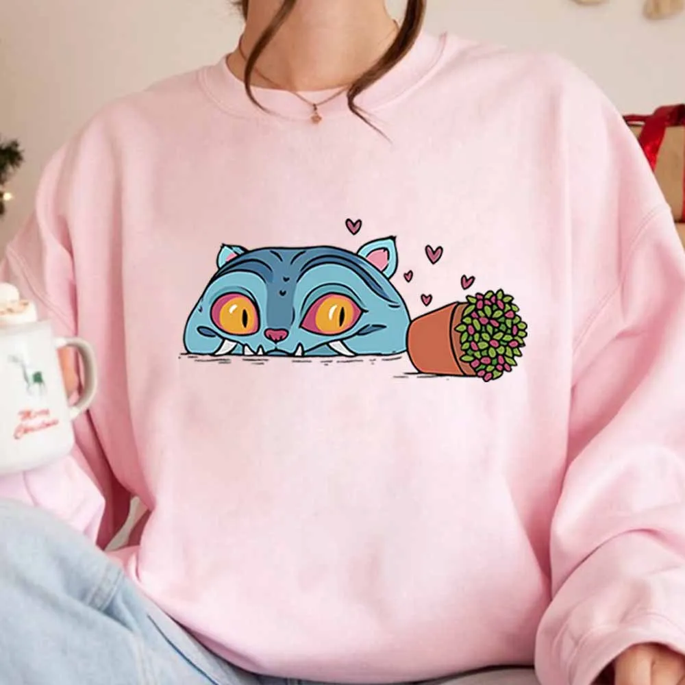 Derpy Blue Tiger Play with Pot Bedrucktes süßes Sweatshirt Kpop Demon Hunters Shirt Hoodie Trendy Harajuku Kpop Damenbekleidung