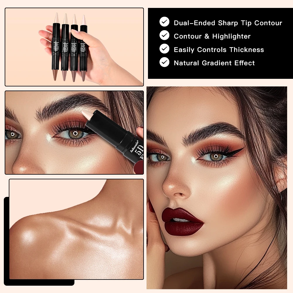 Contouring Stick with Double-headed Concealer Highlighter for Three-dimensional Nose Bridge Shadow V Face High Nose Bridge