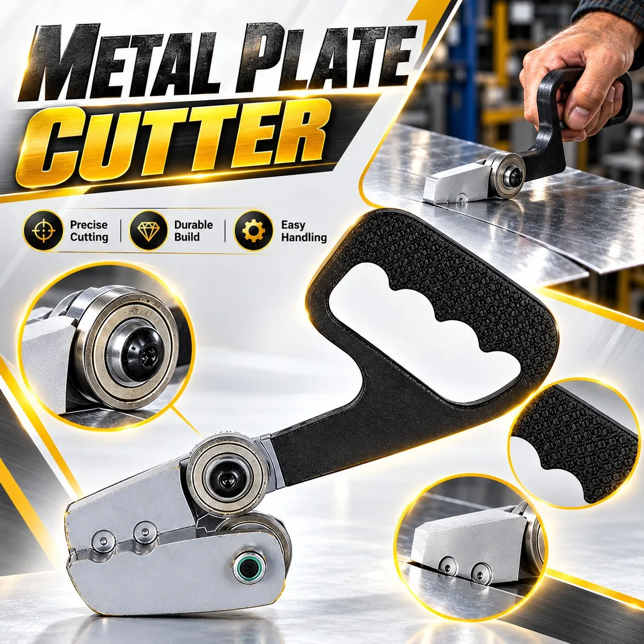 Portable Manual Metal Plate Cutter Sharp Blade Cutting Tool for Aluminum Iron Plastic Sheets Workshop and Home Repair Projects